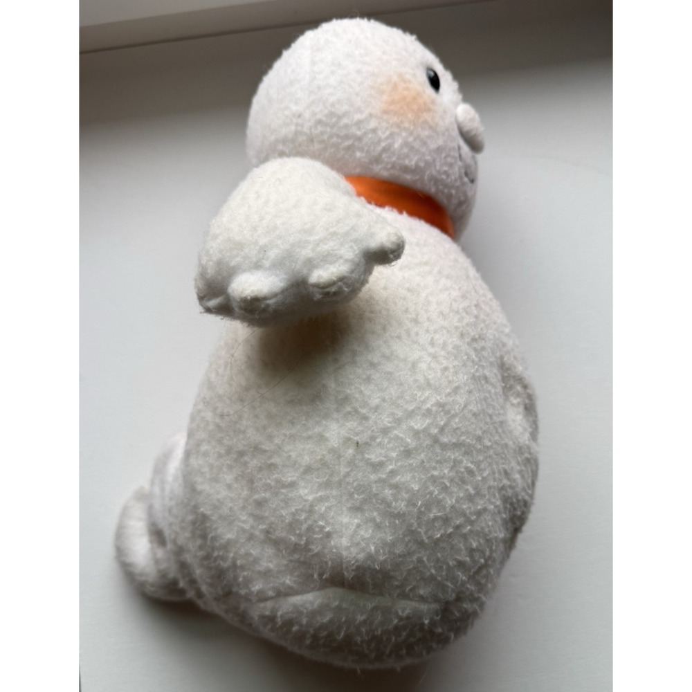 Vintage Halloween Plush Ghost with Orange Ribbon Plaid Heart 12" - Picture 3 of 5